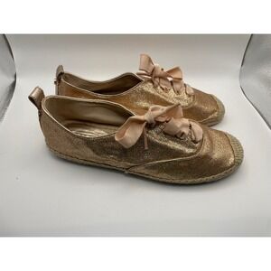 COACH Ramira Espadrille Lace Up‎ Glitter Gold Sneakers Shoes Women's Size 6.5B